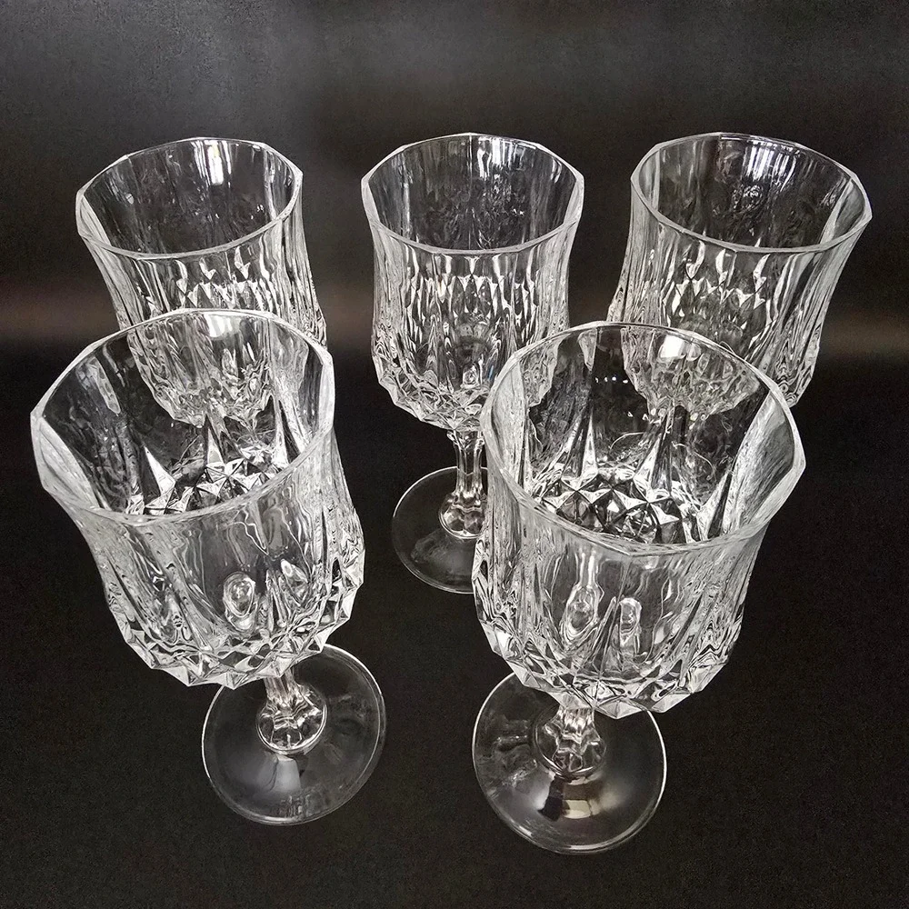 Elegant‎ Set of 5 Crystal D'Arques Cut Wine Glasses Stemware Clear Glassware